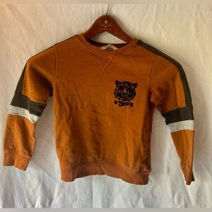 H&M Go Tigers Graphic Crewneck Sweatshirt Kids 6 / 7 Orange Rust Varsity Stripe